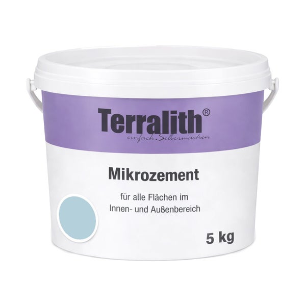 Terralith Mikrozement im 5 Kilogramm Eimer für den Innen- und Außenbereich.