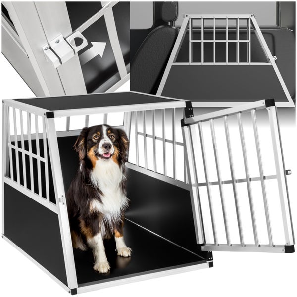 Hundetransportbox single tectake Schnubi mit schräger Rückwand mit schützenden Kunststoffecken, 66 x 90 x 69,5 cm