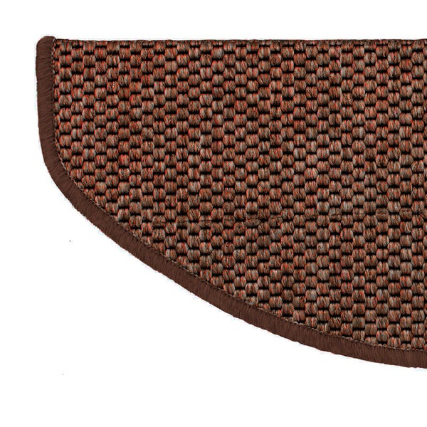 FLOORDIREKT Stufenmatte Kalkutta - Sisaloptik - Schlingenpol - Selbstklebend - Braun - Halbrund - 23,5 x 65 cm