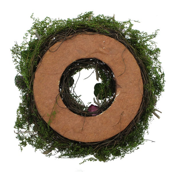 FRANK FLECHTWAREN | Kranz Lila Rose, HOLZ, TEXTIL, ca. Ø 25 cm, Innen-Ø 7 cm