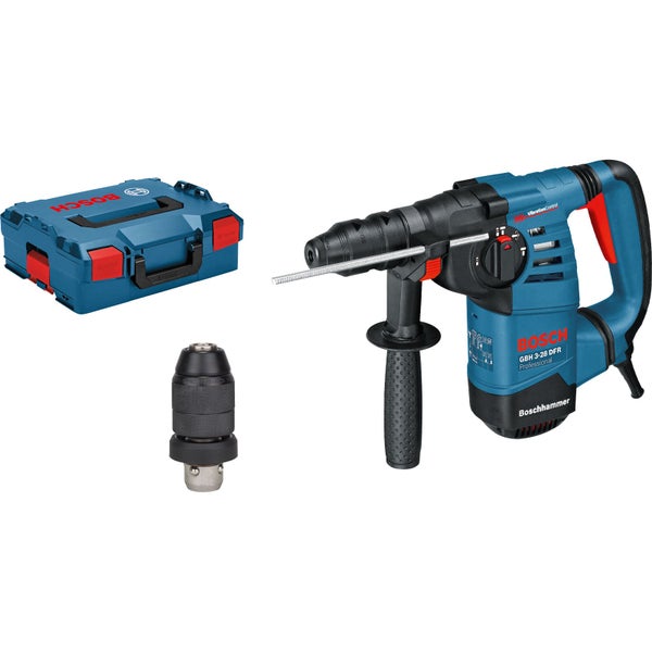 Bosch Bohrhammer GBH 3-28 DFR Professional mit Wechselfutter, Tiefenanschlag und L-Boxx.