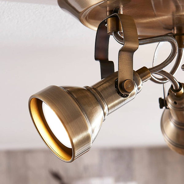 Lindby Deckenlampe Perseas (Retro, Vintage Antik) in Bronze aus Metall (3 flammig GU10) - Deckenleuchte Lampe Wohnzimmerleuchte
