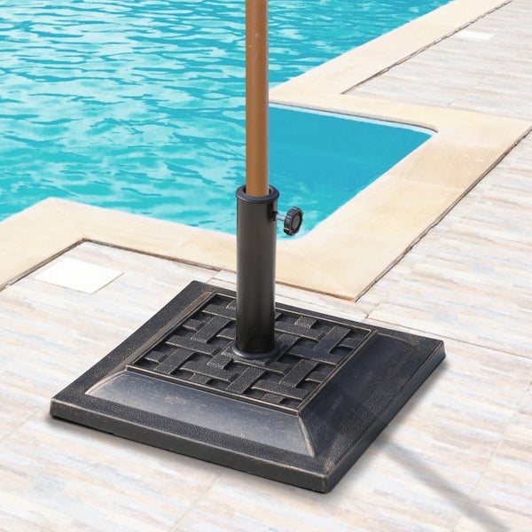 Outsunny Schirmständer Polyesterharz 9kg Sonnenschirmfuß für Schirmstange von 38mm/48mm Durchmesser Ständer für Garten, Balkon, Bronze