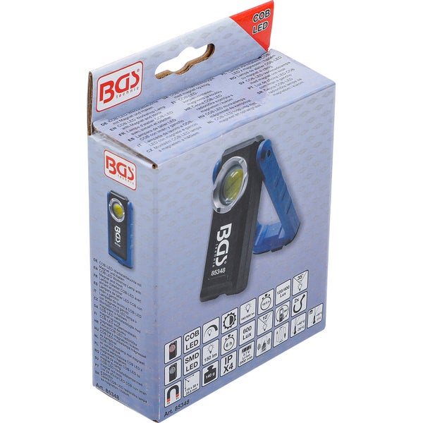 BGS COB-LED-Werkstattleuchte mit Magnet und Haken klappbar mit induktiver Ladefunktion - 85348