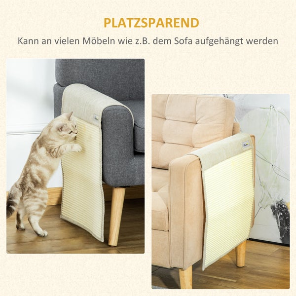 PawHut 2er Kratzmatte, 130 x 45 x 0,3 cm, Sisal, Beige+Grau