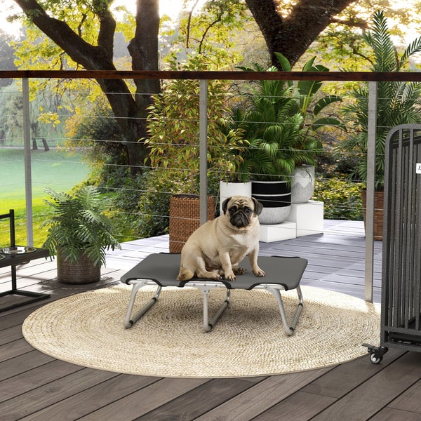 PawHut Hundebett, 71L x 58B x 20H cm, Stahlrohr, 600D Oxford, Grau