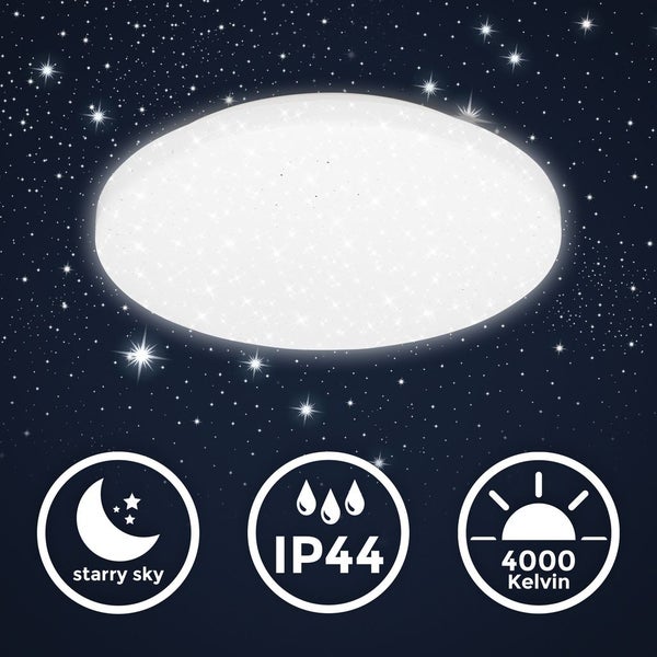 Deckenlampe Ø27,5 cm - 12W, 1300lm, LED, IP44, Sternenhimmel, neutralweiß, weiß