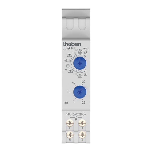Theben 0060003 ELPA 6 Plus - Treppenlicht-Zeitschalter elektronisch, TLZ, Ausschaltvorwarnungen, Multifunktion, jederzeit nachschaltbar, 600 W LED