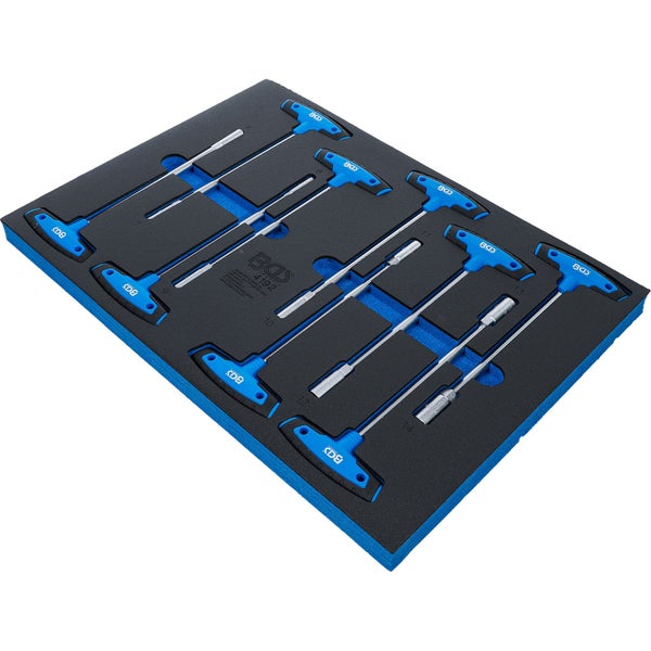 BGS Technic T-Griff-Steckschlüsselsatz 9-teilig in schwarz-blauer Schaumstoffeinlage