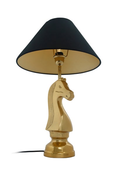 Tischlampe mit dekorativem Pferd-Schachfiguren-Sockel Schwarz | Wohnzimmer Esszimmer Leuchte