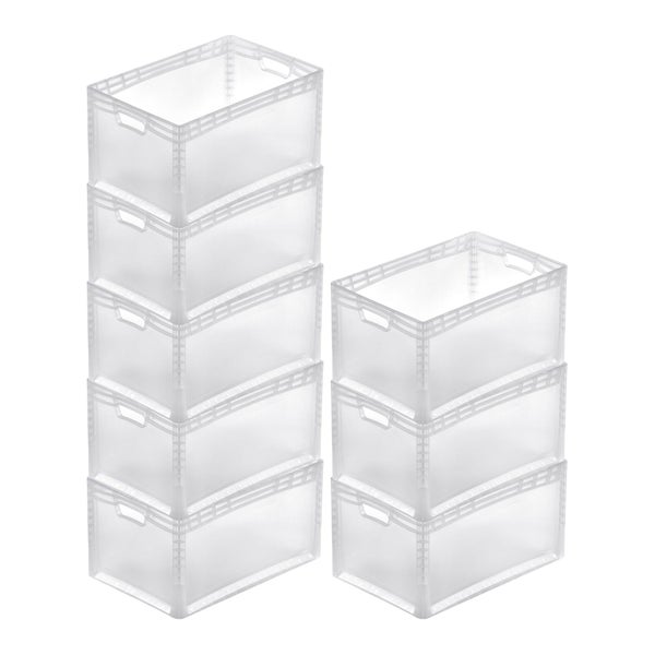 PROREGAL SuperSparSet 6x Transparenter Eurobehälter LightLine mit Offenem Griff  HxBxT 32 x 40 x 60 cm 6,6 Liter Eurobox Transportbox