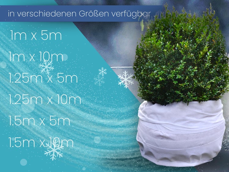 BioHelfer© Wintervlies, 120g/m², 1m x 5m, inkl. 3 Befestigungsbänder, Frostschutz für Pflanzen