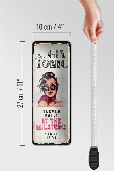 Blechschild Spruch Gin & Tonic Served Daily Milsted´s 10x27cm
