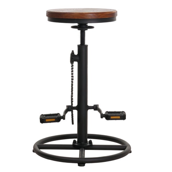 Barhocker mit Holzsitzelement, höhenverstellbar und mit Pedalstützen