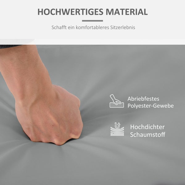 Outsunny 2er-Set Sitzkissen, 56 x 52 cm Stuhlkissen mit Reißverschluss, Stoffbezug, 7cm dick Polsterauflage, waschbar Sitzpolster für Haus, Garten, Auto, Büro, Sofa, Stühle, Hellgrau