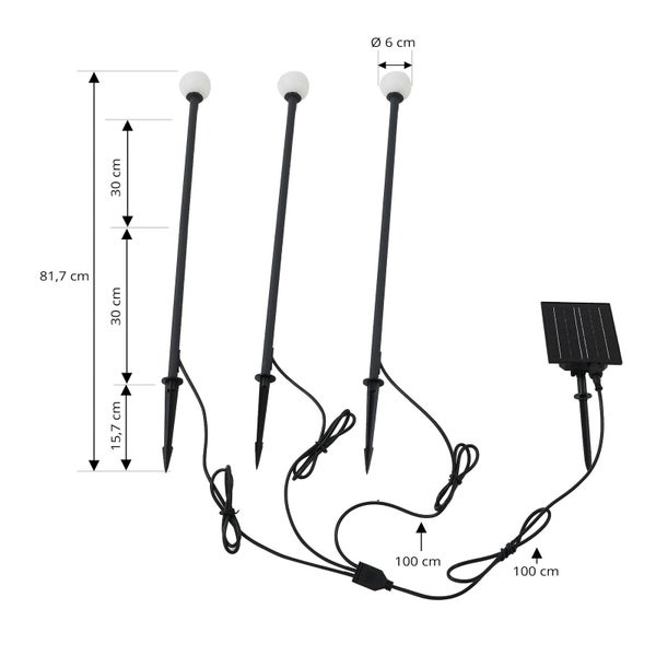 Lindby 3er Set LED Freydis (Modern) in Schwarz aus Aluminium (1 flammig, )
