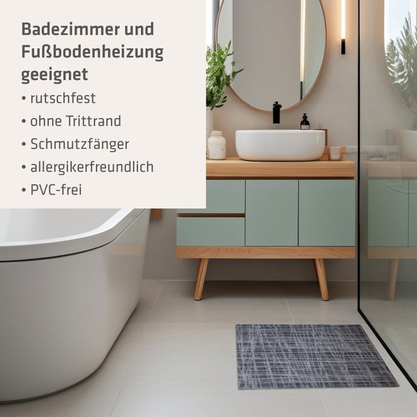 Akzente Feel Badematte mit Motiv in Grau Fußmatte 40 x 60 cm, rutschfest, saugfähig