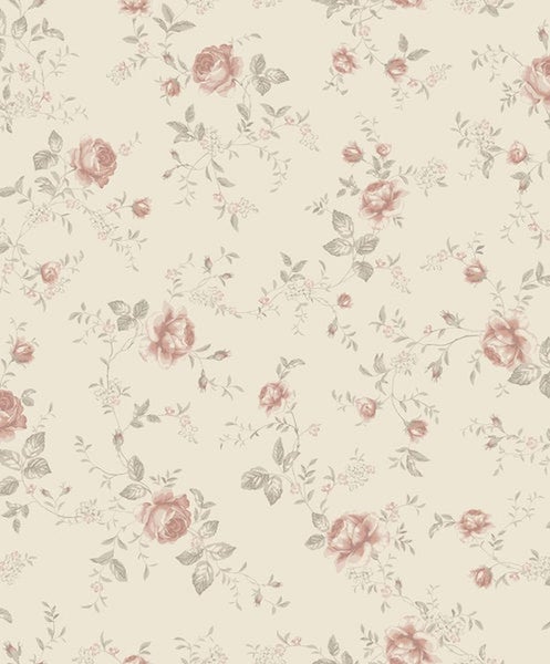 Borastapeter Tapete Blumen Beige und Rosa - 53 cm x 10.05 m - 660613