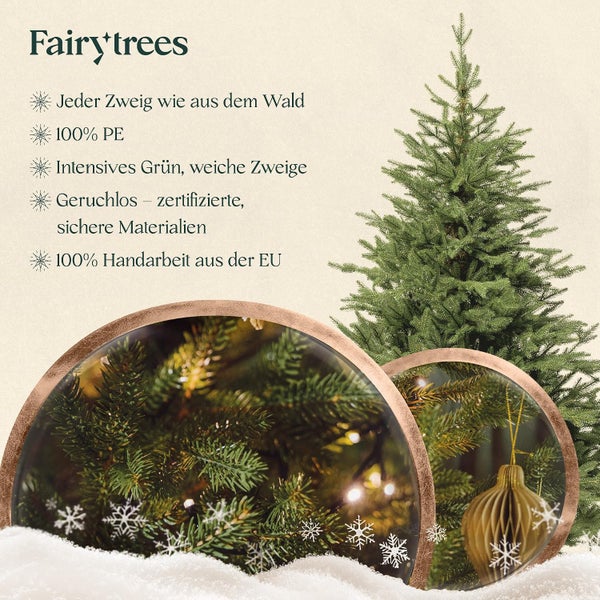 FairyTrees kuenstlicher Weihnachtsbaum mit realistischem Zweigdesign aus Polyethylen handgefertigt in der Europaeischen Union