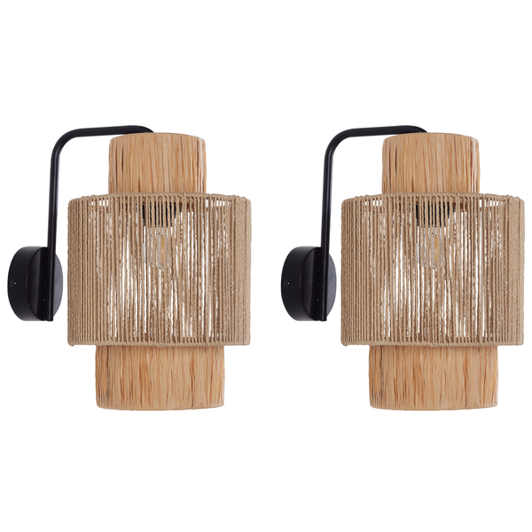 Wandlampe 2er Set JAMMA Papierschnur Naturfarben