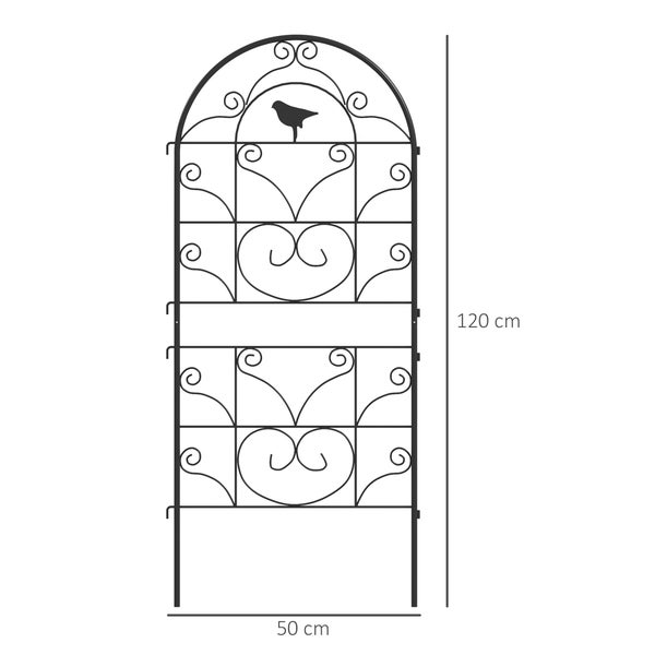 Outsunny Rankgitter Metall 2er Set zum Stecken rostfrei Rankhilfe mit Vogeldesign für Kletterpflanzen 50x120 cm Spalier für Zimmerpflanzen Pflanzenspalier für Tomaten Blumen Kletterpflanzen Schwarz