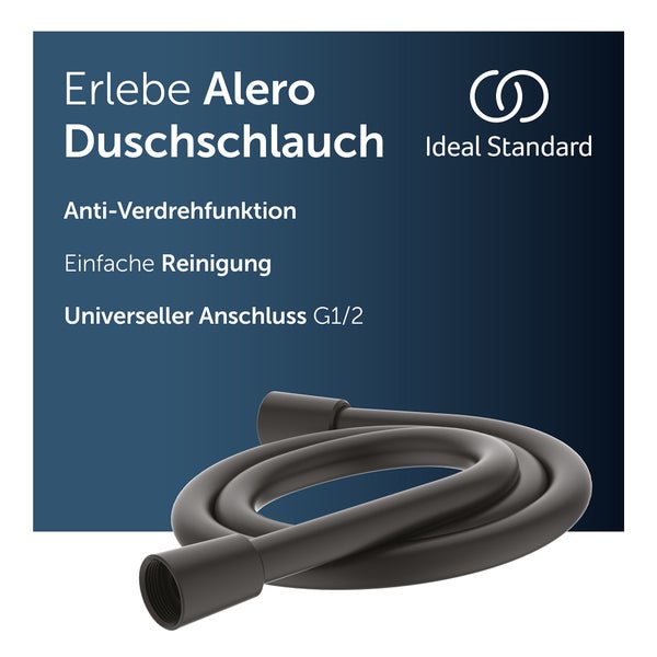 Alero Duschschlauch mit Anti-Verdrehfunktion und einfache Reinigung, Universeller Anschluss G1/2, Ideal Standard Logo