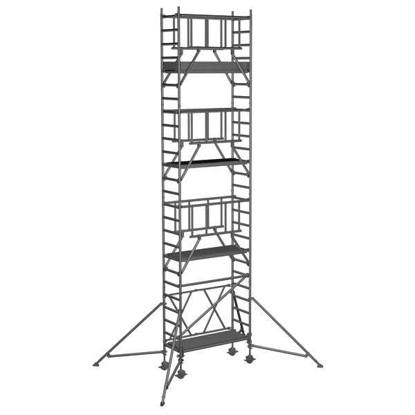 Hohes Fahrgerüst mit mehreren Ebenen