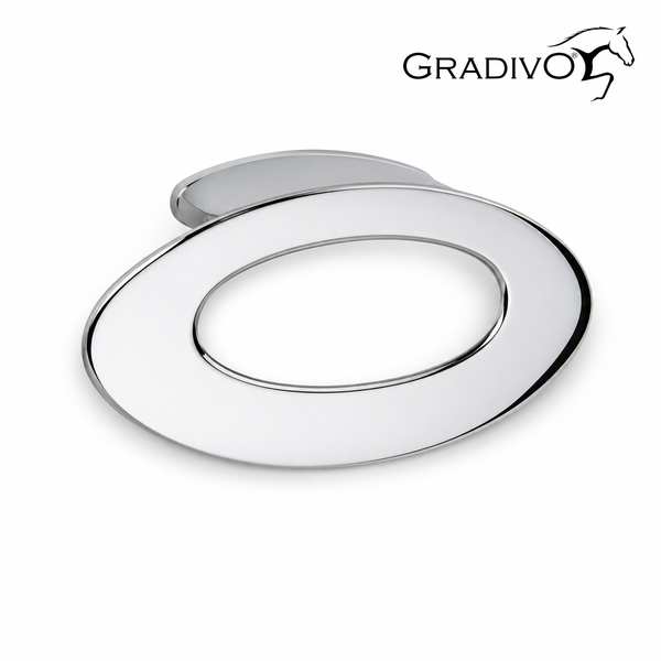 Gradivo Handtuchring in ovaler Form aus verchromtem Metall.