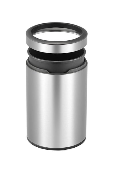 PROREGAL Runder Abfalleimer Aus Gebürstetem Edelstahl Mit Offener Einwurfsöffnung 12 Liter HxØ 38 x 24 cm Silber