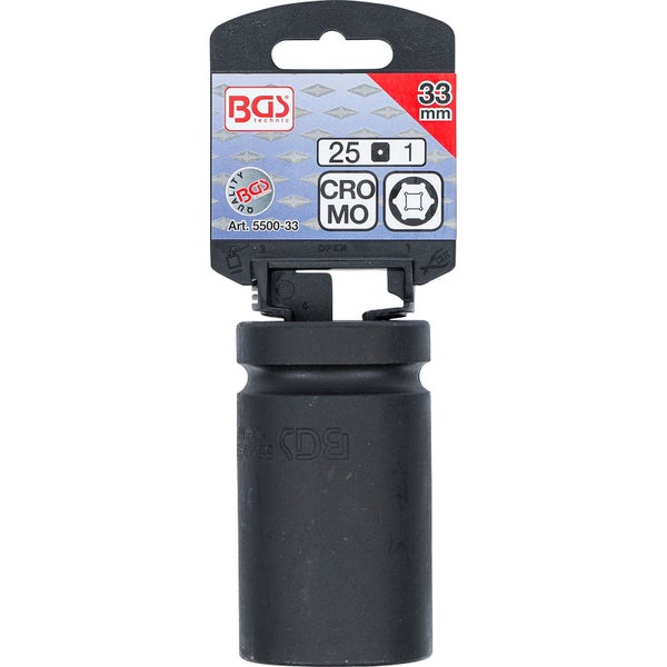 BGS Kraft-Steckschlüssel-Einsatz Sechskant tief Antrieb Innenvierkant 25 mm (1) SW 33 mm - 5500-33