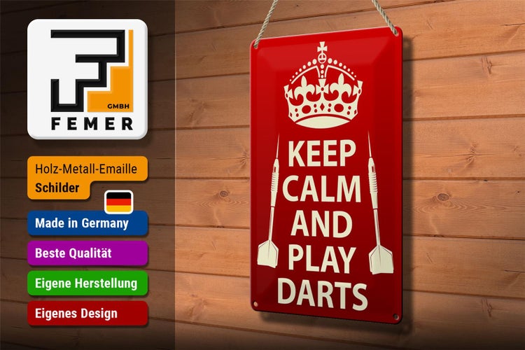 Blechschild Spruch 20x30cm Keep Calm and play Darts