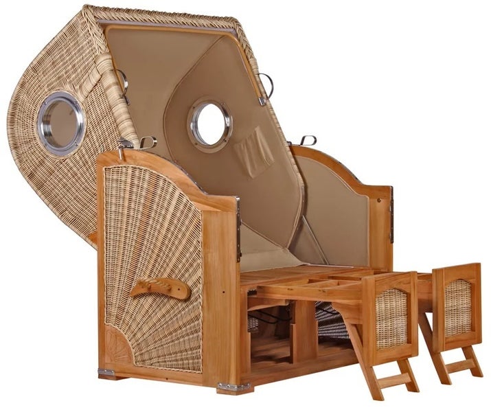 Strandkorb Rantum Teak PE shell Dessin 504