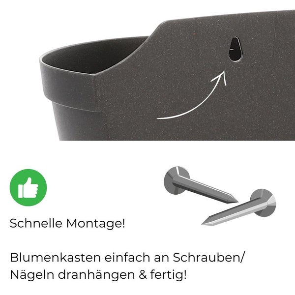 Wand Blumentopf Wandblumentopf Wandtopf Pflanzgefäß Blumenkasten Outdoor Wandblumenkasten Wandpflanztopf Wandampel Anthrazit
