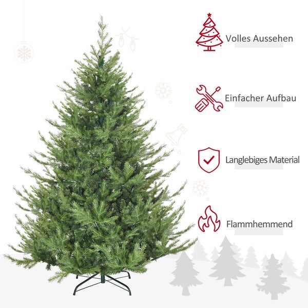 HOMCOM Weihnachtsbaum, 136L x 136B x 180H cm, PE, Grün