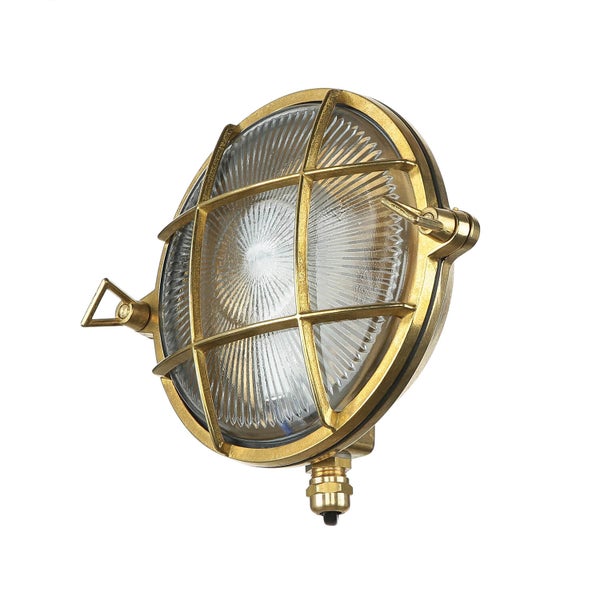 Runde Wandleuchte mit Schutzgitter für den Außenbereich