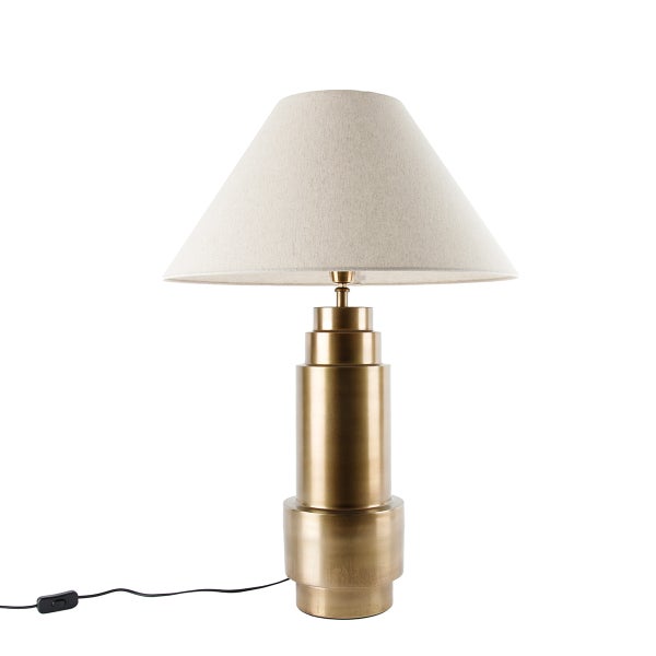 Tischleuchte mit Stoffschirm und Metallfuß