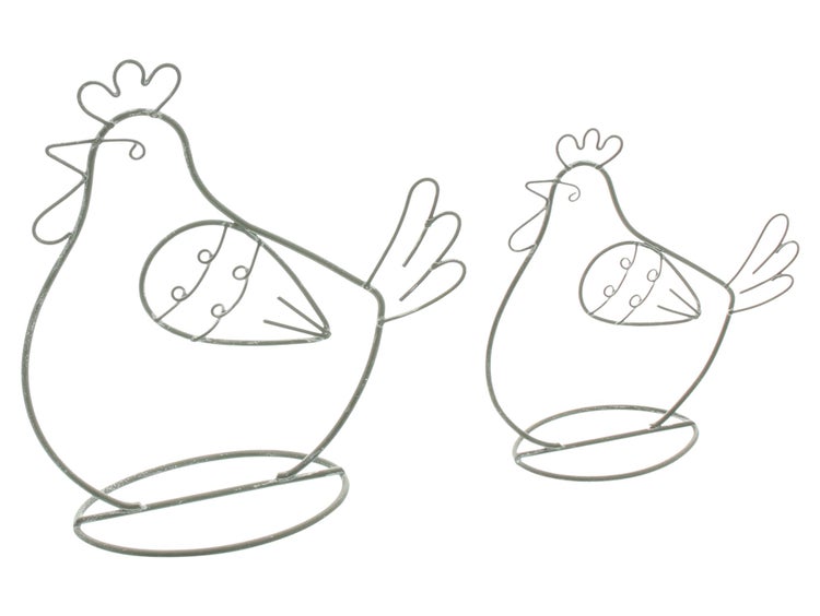 FRANK FLECHTWAREN | Metalldeko Huhn, 2er Set, METALL, 12,5 x 4,3 x 14 cm, 17 x 5,8 x 18,5 cm