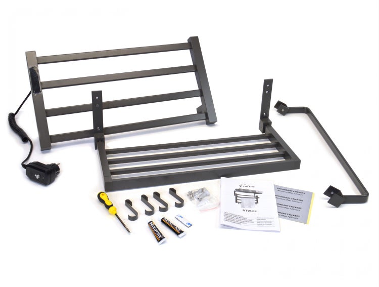 Elektrischer Handtuchwärmer zur Wandmontage mit Zubehör