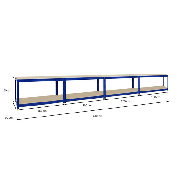 PROREGAL Mega Deal 4x Höhenverstellbare Werkbank Dino HxBxT 90 x 160 x 60 cm Traglast 600 kg Blau