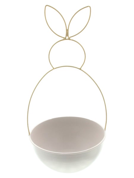 FRANK FLECHTWAREN | Schale Gold-Hase, METALL, 16,5 x 16,5 x 35 cm