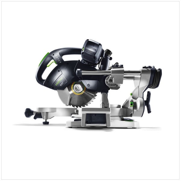 Festool Kapp-Zugsäge Kapex KS 60 E mit Kreissägeblatt und verstellbarem Arbeitstisch für präzise Schnitte.