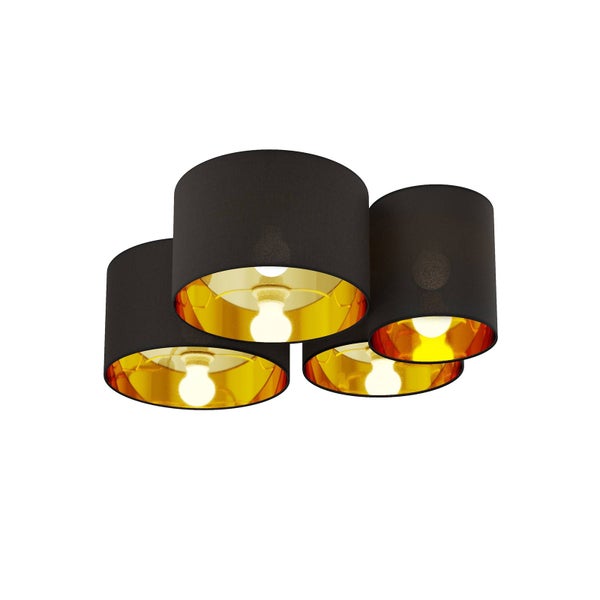 Lindby Deckenlampe Laurenz (Modern) in Schwarz aus Textil (4 flammig, E27) - Deckenleuchte Lampe Wohnzimmerleuchte