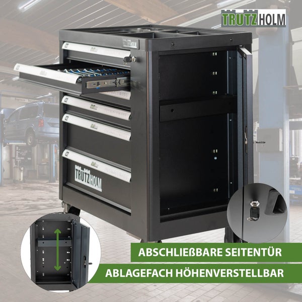 Werkstattwagen BUDDY bestückt 110tlg. Werkzeug 6 Schubladen 90 x 84 cm Seitentür Vollauszug