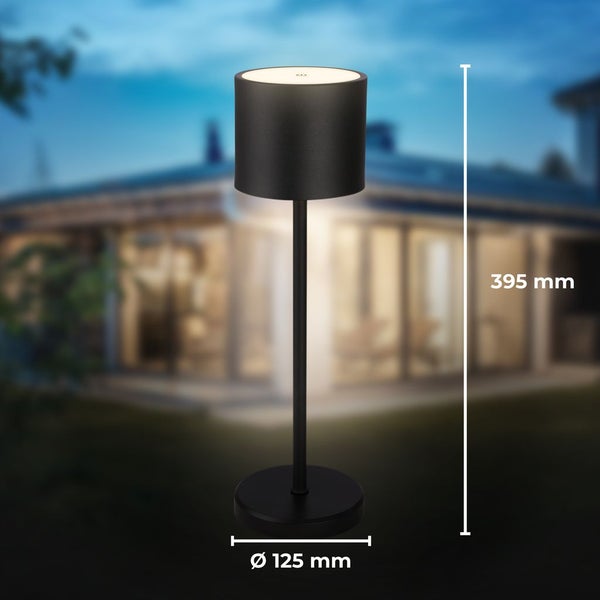 Tischlampe - 2,5W, 230lm, akku, led, dimmbar, warmweiß, schwarz