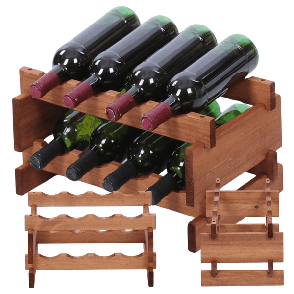 Weinregal VINOTECA FLEX PRO HxBxT 23x46x28cm 8 Flaschen auf 2 Ebenen Massives Kiefernholz Braun geölt