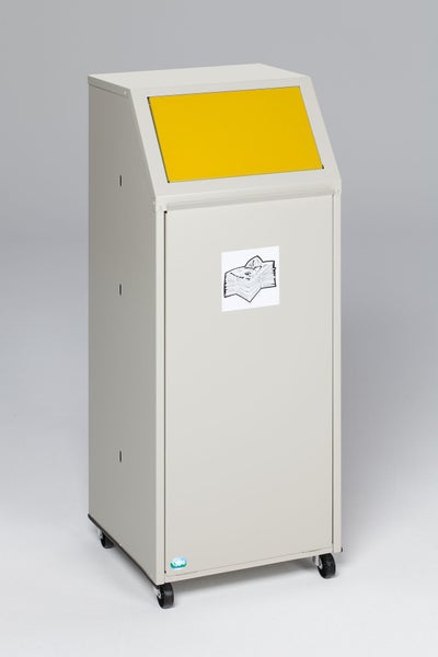 PROREGAL Robuster Wertstoffsammler Mit Einwurfklappe Für Wertstoffe Fahrbar 69 Liter HxBxT 105 x 45,5 x 45,5 cm Verzinkter Stahl Gelb