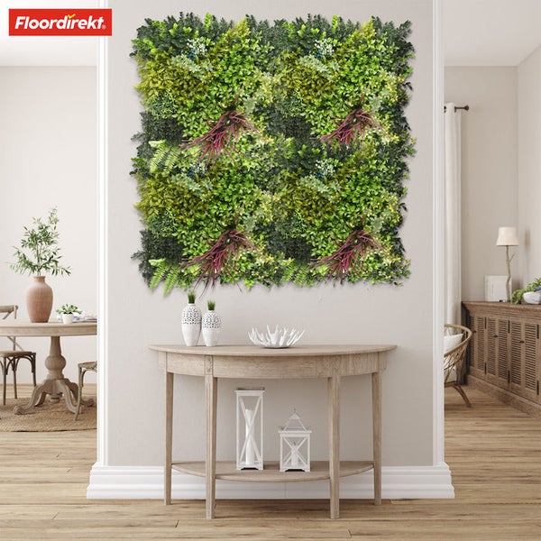 FLOORDIREKT Pflanzenwand - Heaven Blue - Kunstpflanzenwand zur Dekoration - 50 x 50 cm
