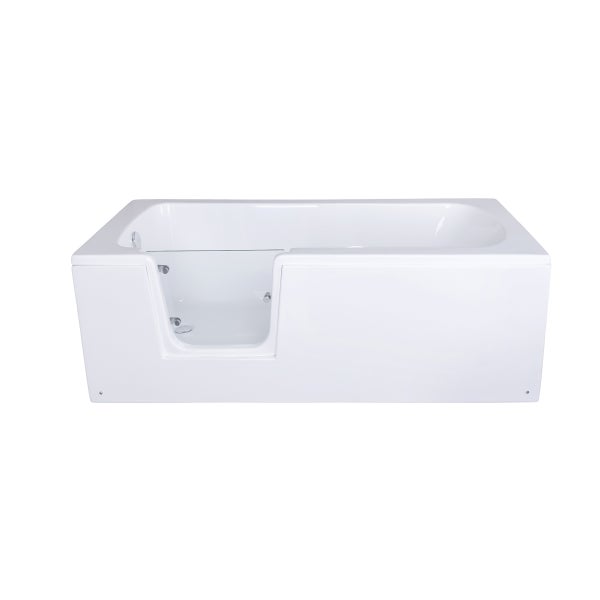 Rechteckige Badewanne mit seitlicher Glastür für barrierefreien Einstieg, aus Sanitäracryl.