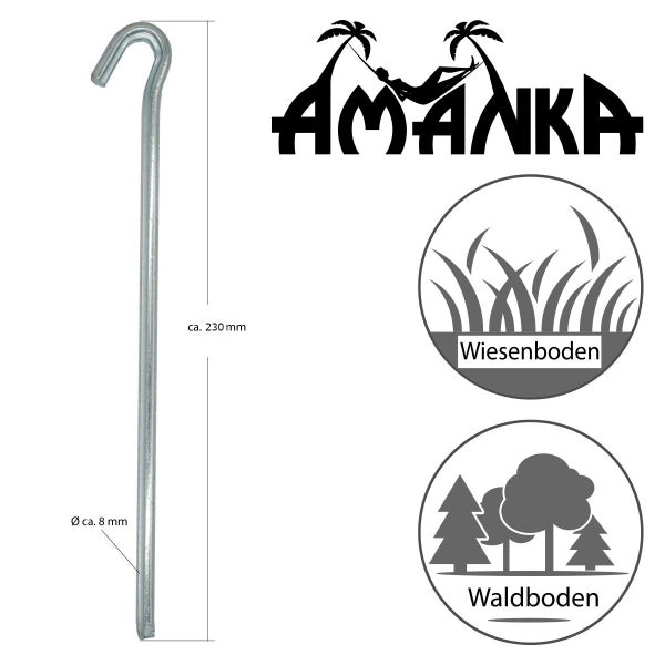 AMANKA 5 Dreikant Zelt-Heringe XL Erdnägel 230x6mm Bodenanker Camping-Zeltnägel Erdanker Verzinkt