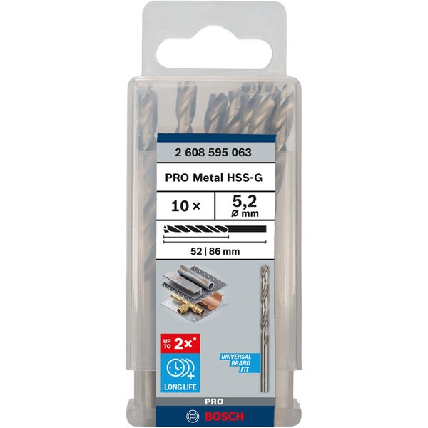 Bosch PRO Metal HSS-G Spiralbohrer 5,2 x 52 x 86 mm - 2608595063